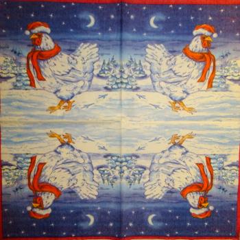 176 Rooster,  Hen - 3-ply - 35x35 cm